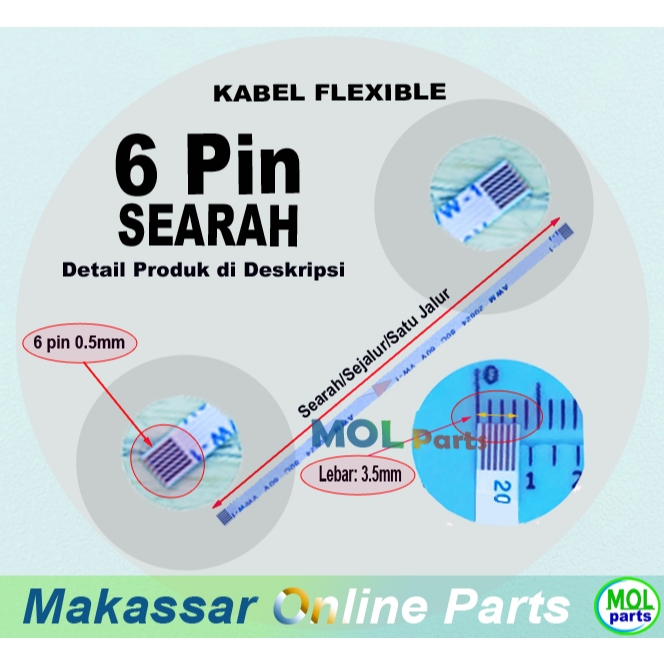Kabel Fleksibel Fexibel Flexible  Power swtich FPC On Off Laptop Notebook Asus 6 Pin 0.5mm Lebar 3.5