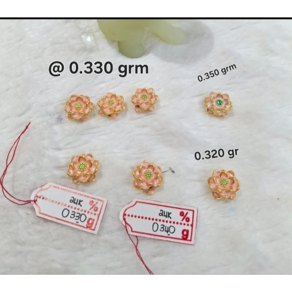 Charm Emas Asli Teratai Cat 24K Hongkong 999.9