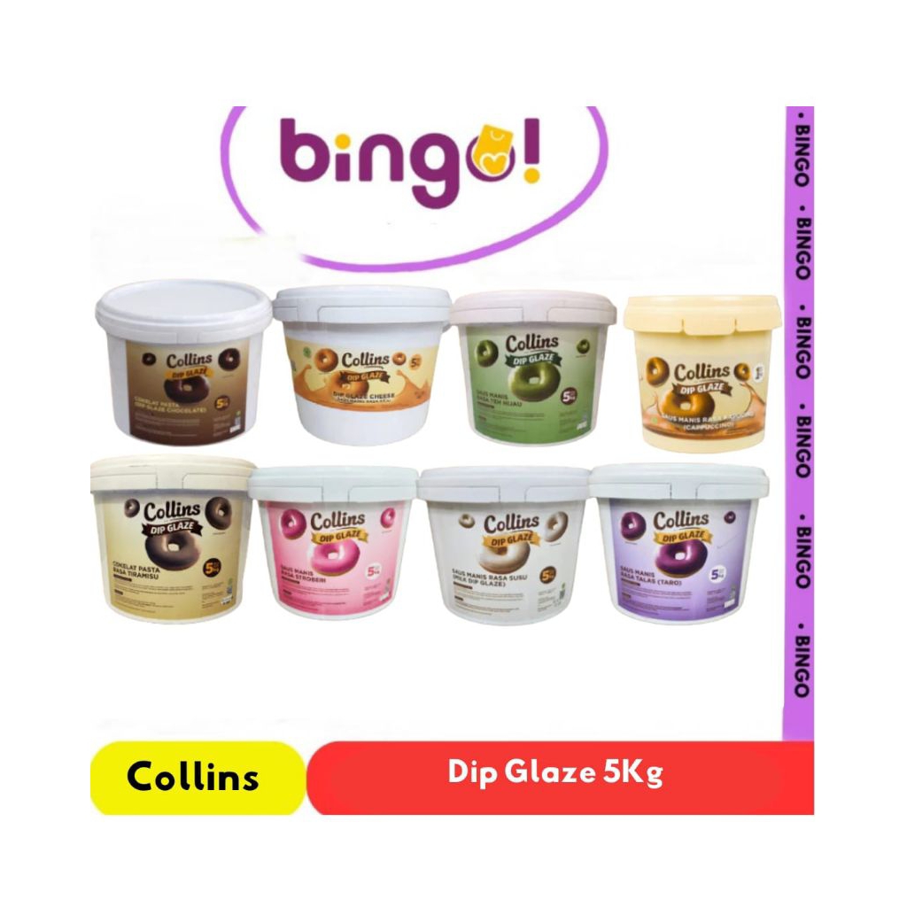 Collins Dip Glaze 5Kg Rasa Chocolate / Coklat / Tiramisu / Taro / Strawberry / Milk / Cappucino / Ch