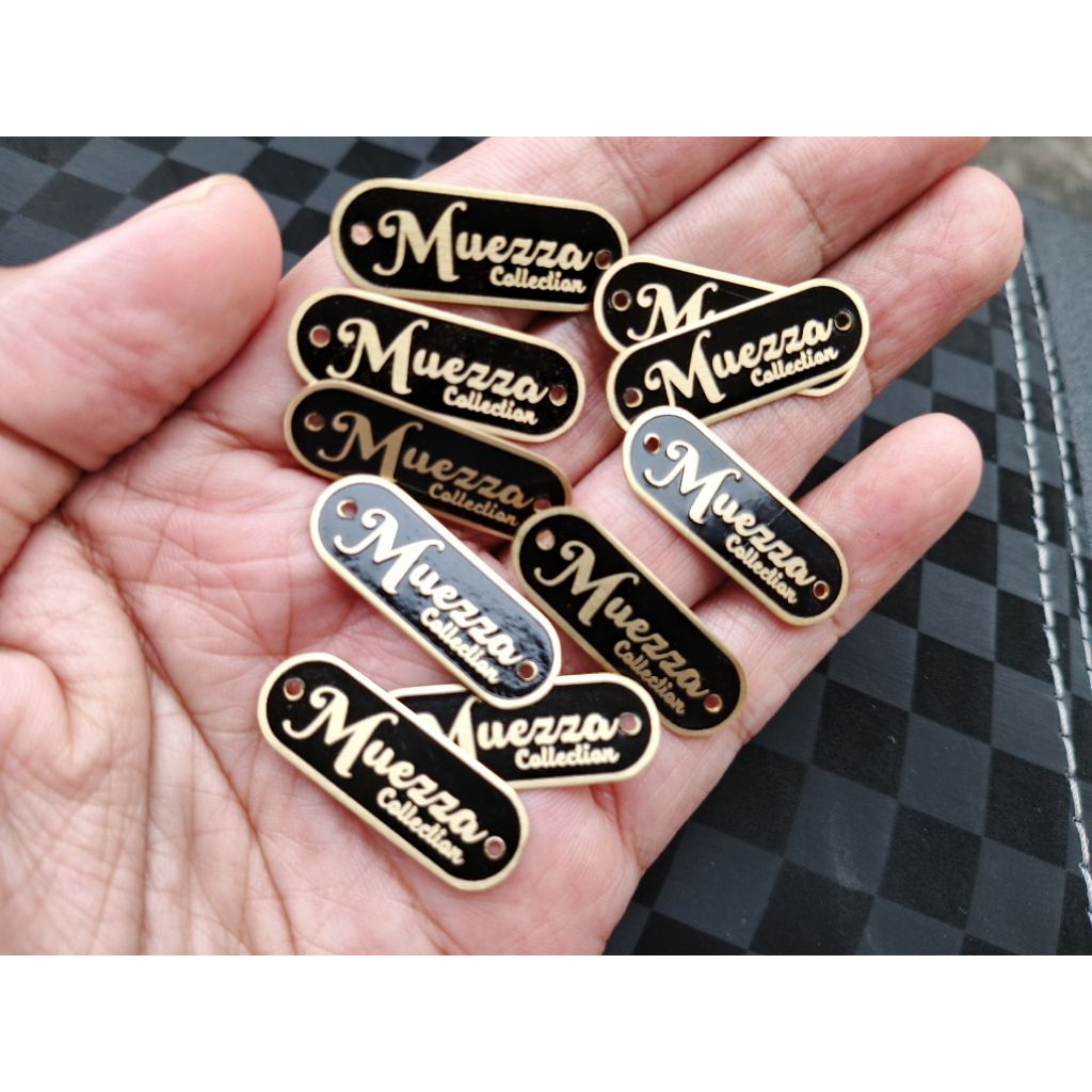 Label Plat Hijab Custom Premium Besi kuningan 100pcs