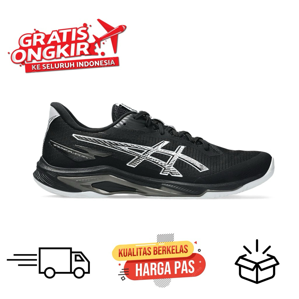 Sepatu Olahraga Tenis Voli Asics Netburner Ballistic FF 4 Black White