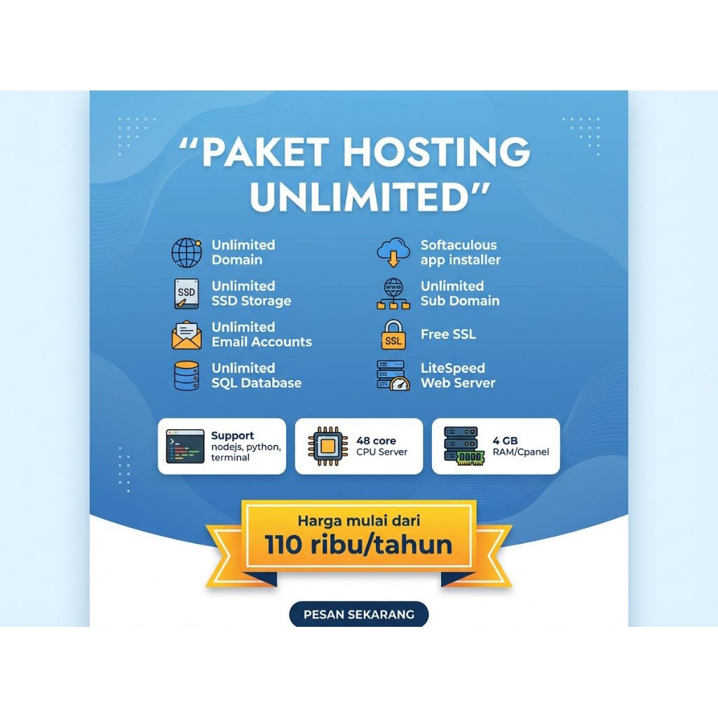 Hosting Unlimited SSD 1 tahun