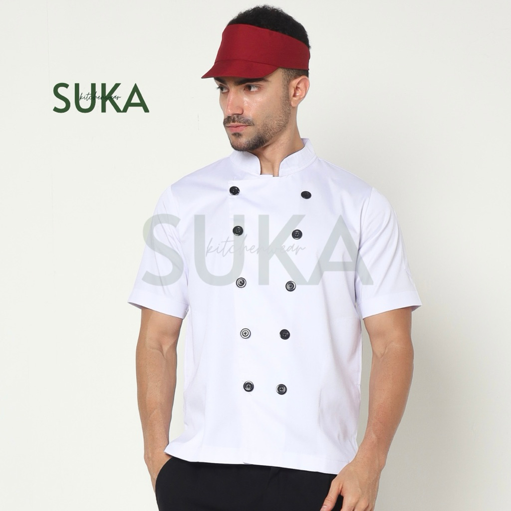 Baju Chef Koki Bakery Pria Lengan Pendek