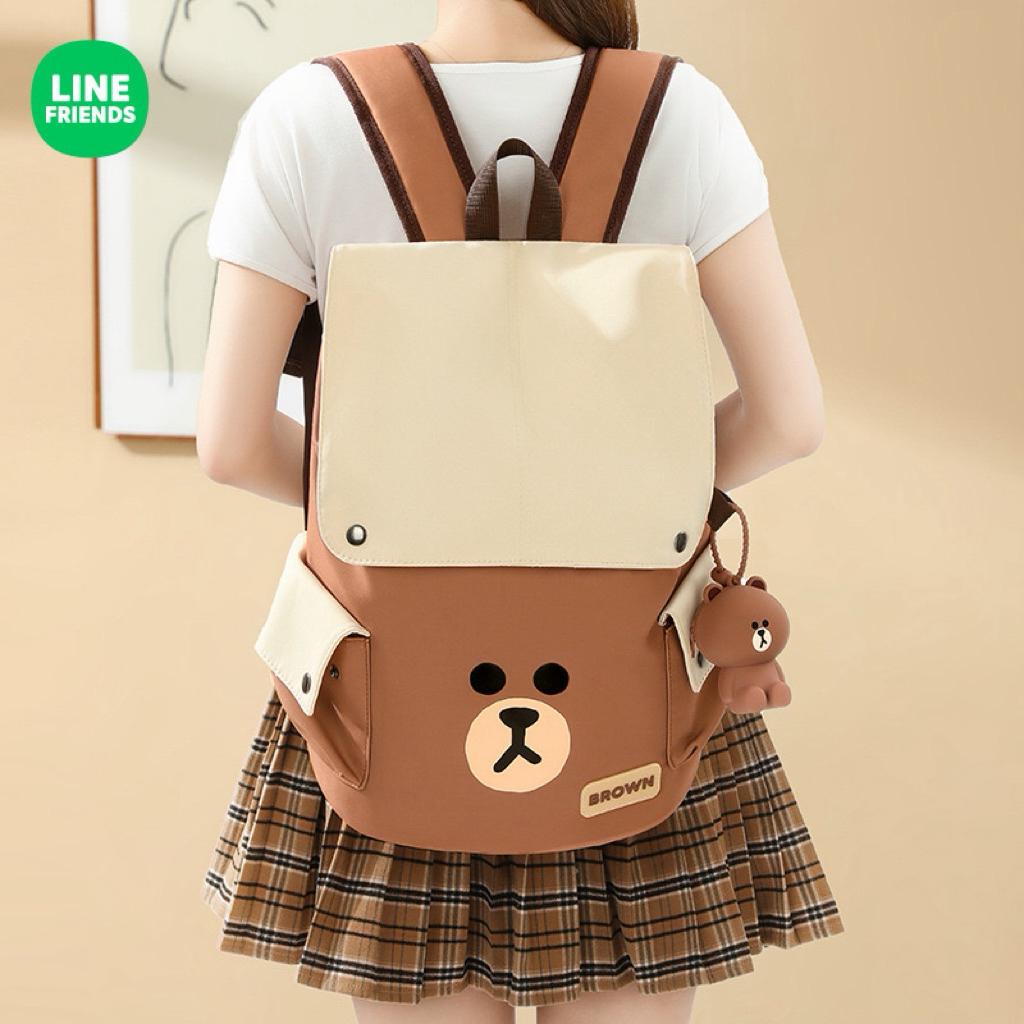 RANSEL BROWN LINE FRIENDS TAS RANSEL BROWN BACKPACK UNIK