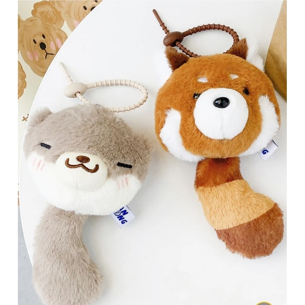 Keychain Premium Plush Raccoon Red Panda gantungan kunci, Raccoon Plush Toy Doll, Puppet, School Bag