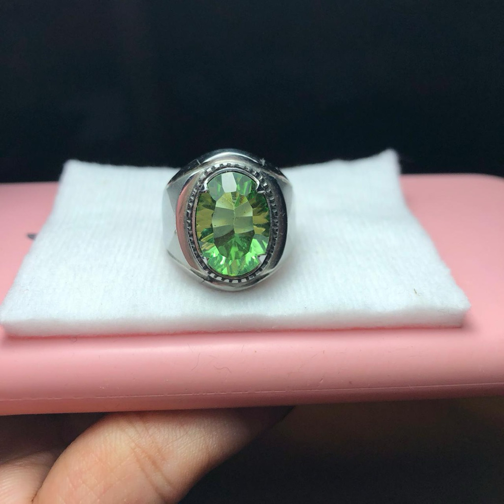 Cincin Batu Aquamarine Berlyn Asli Terbaik Warna hijau