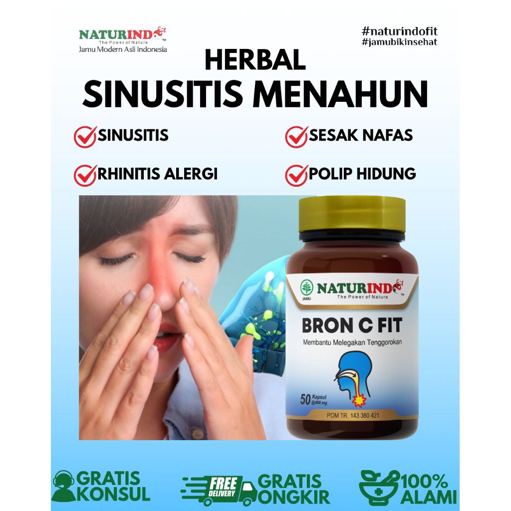 Broncfit Obat Herbal Sinusitis Rhinitis Polip Hidung Sesak Nafas Naturindo