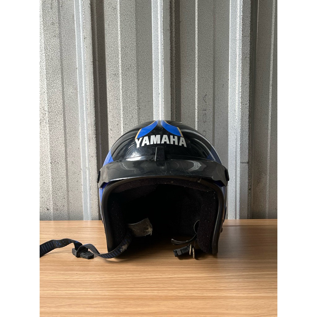 Helm Jadul Yamaha Hitam Biru