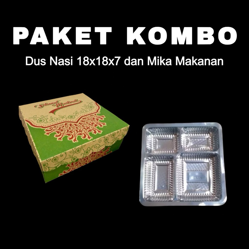 DUS NASI DAN MIKA SEKAT 4 || KARDUS NASI UK 18x18x7 || MIKA MAKANAN ||