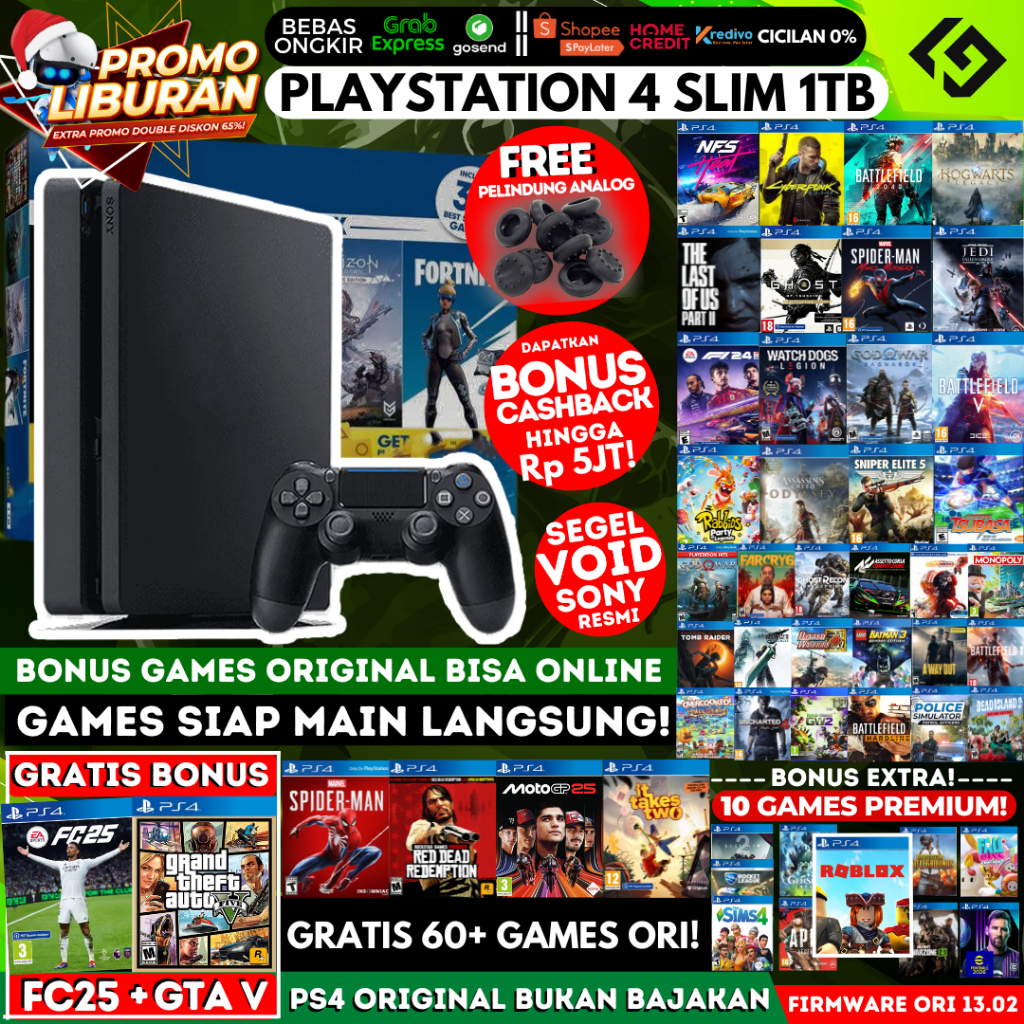 PS4 Slim 1TB Original Playstation PS 4 Garansi Panjang Free Games