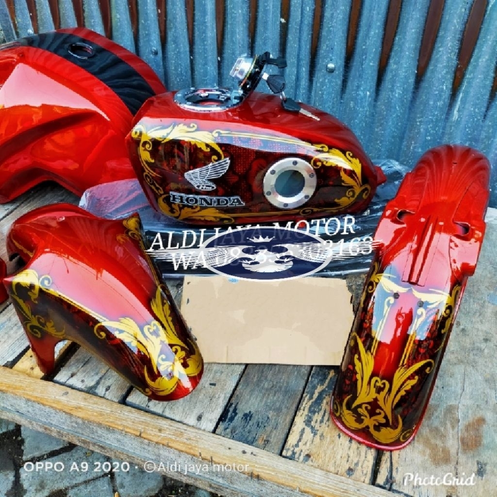 Tangki cb body set cb Aquarium tutup ninja motif full batik Airbrush terbaru anti karat kuat sudah d