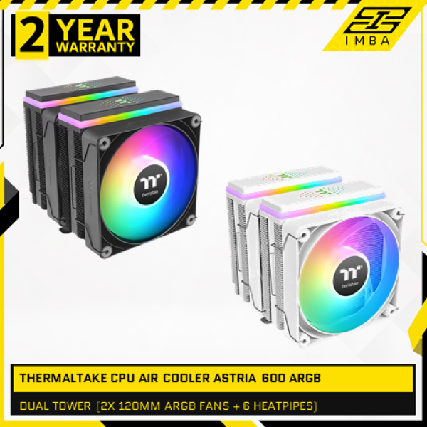 THERMALTAKE CPU AIR COOLER ASTRIA 600 ARGB DUAL TOWER (2X 120MM ARGB FANS + 6 HEATPIPES)