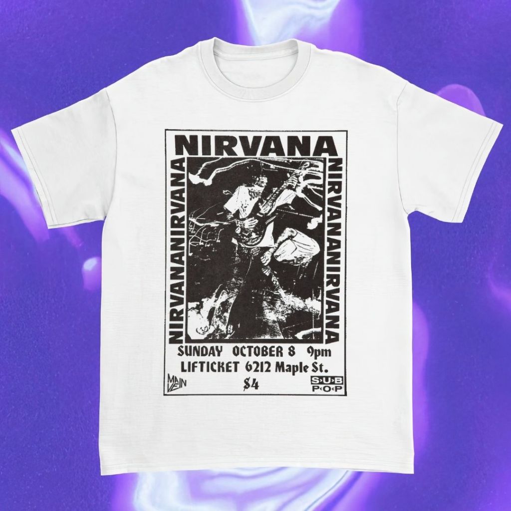 Purple Haze "Nirvana" Reguler Black / White T-Shirt Unisex Vintage | COD | Kaos Pria Wanita