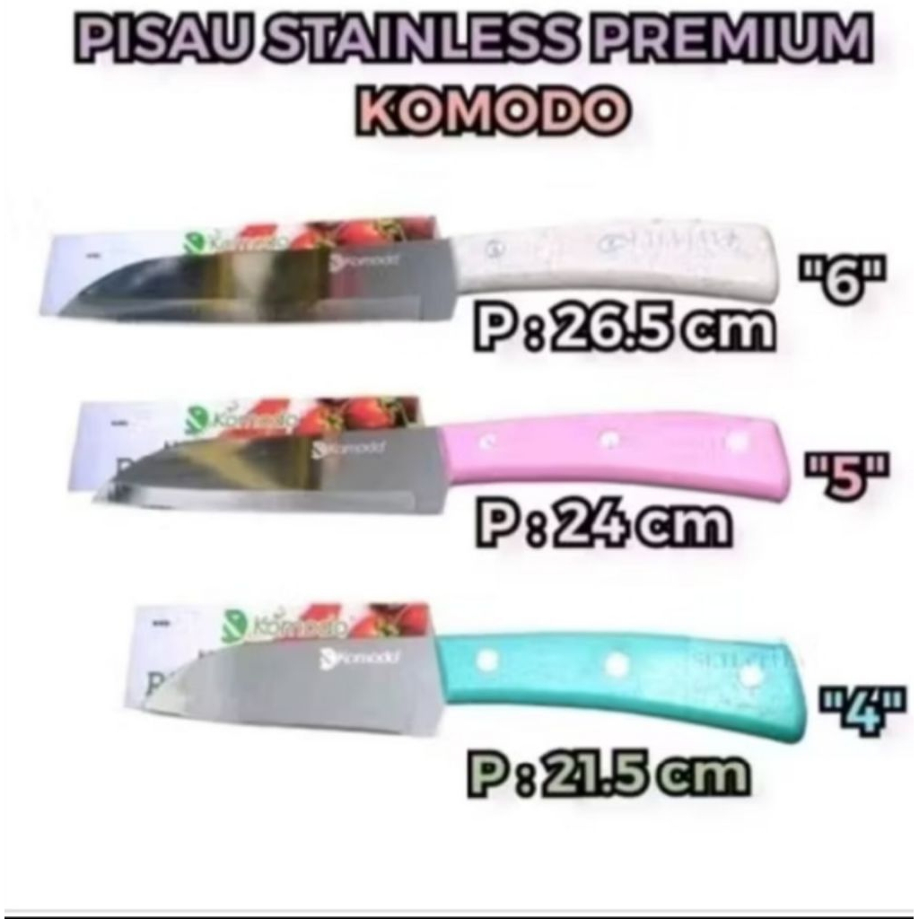 Promo 3pcs komodo pisau tania /pisau cap komodo/ pisau serbaguna/pisau set stainless steel premium