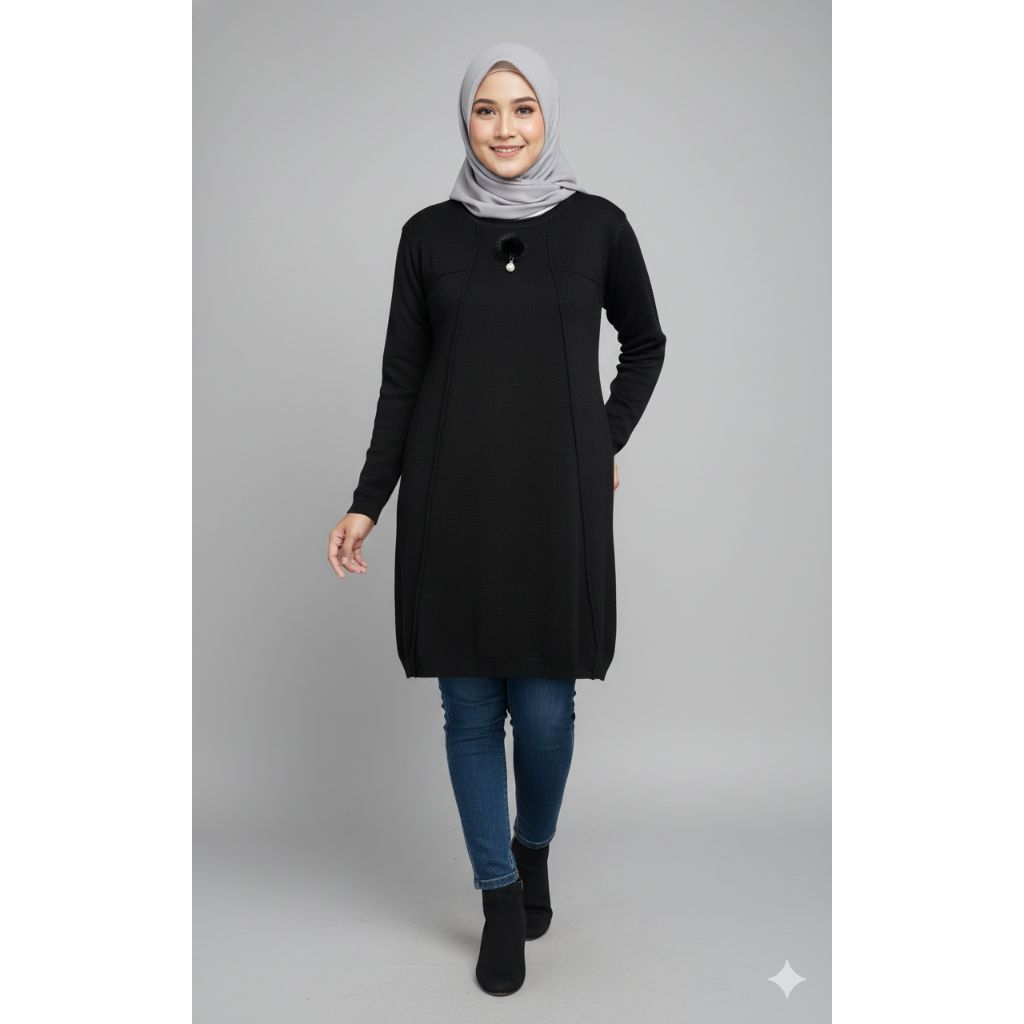 Blouse Rajut Premium Import Tunik Wanita Lengan Panjang Premium