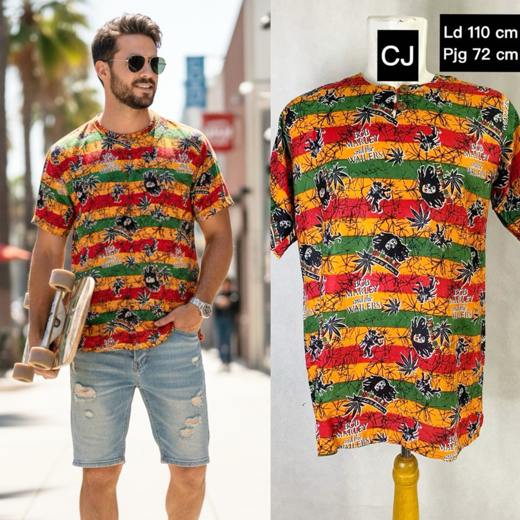 KAOS KATUN BALI PRINTING PRIA / KAOS PRIA RAYON ADEM