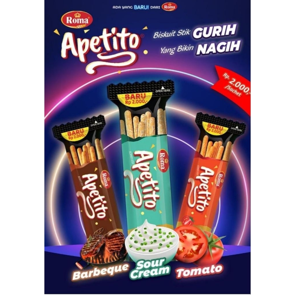 ROMA APETITO 1 PAK ISI 10 BISKUIT STICK ASIN ROMA 18,5 GR