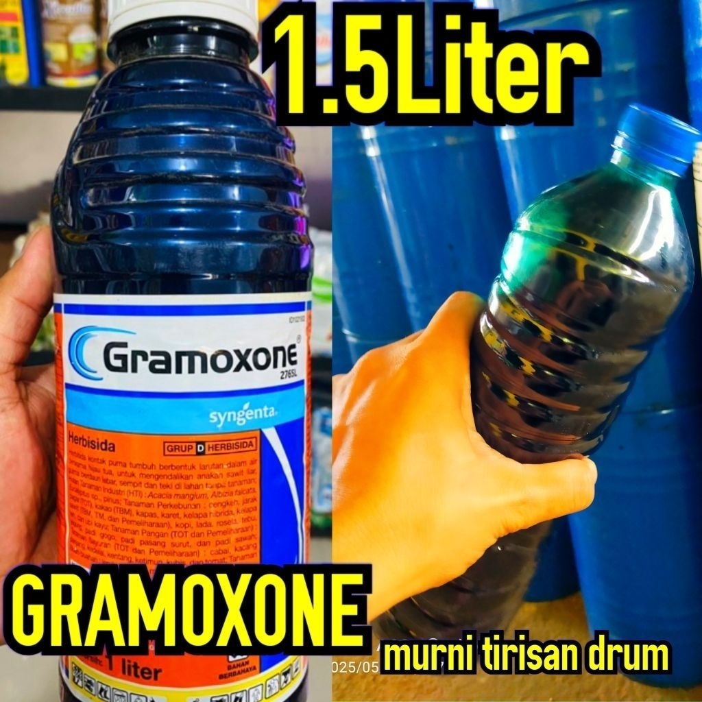 obat rumput jenis gramoxone kemasan 1,5liter..dr tirisan drum..sangat ampuh membasmi rumput liar.pem