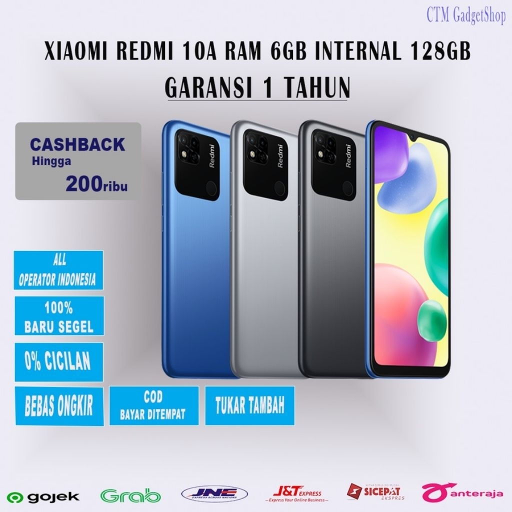 REDMI 10A RAM 6/128 ORIGINAL GARANSI 12 BULAN