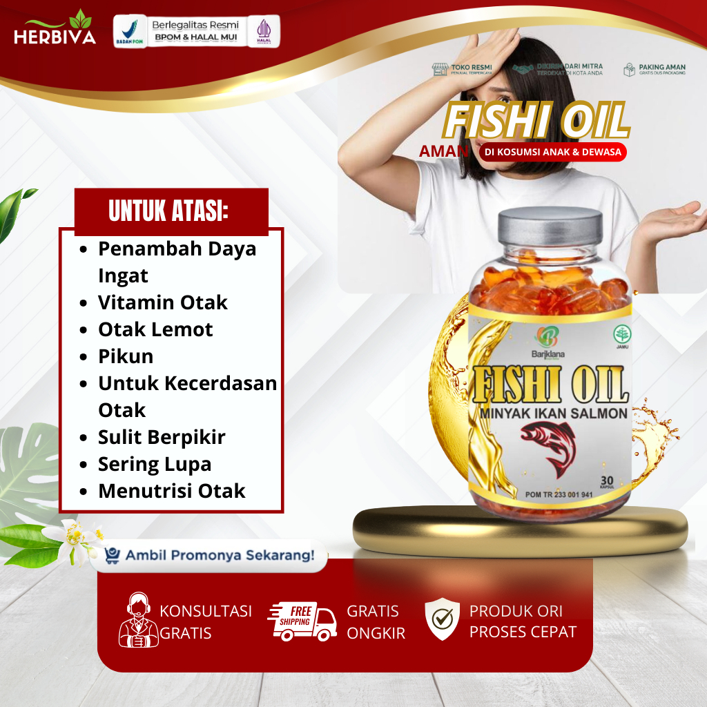 Fish Oil - Penambah Daya Ingat Pintar Cerdas ,Vitamin Otak Anak Remaja Usia 1 Sampai 12 Tahun Suplem