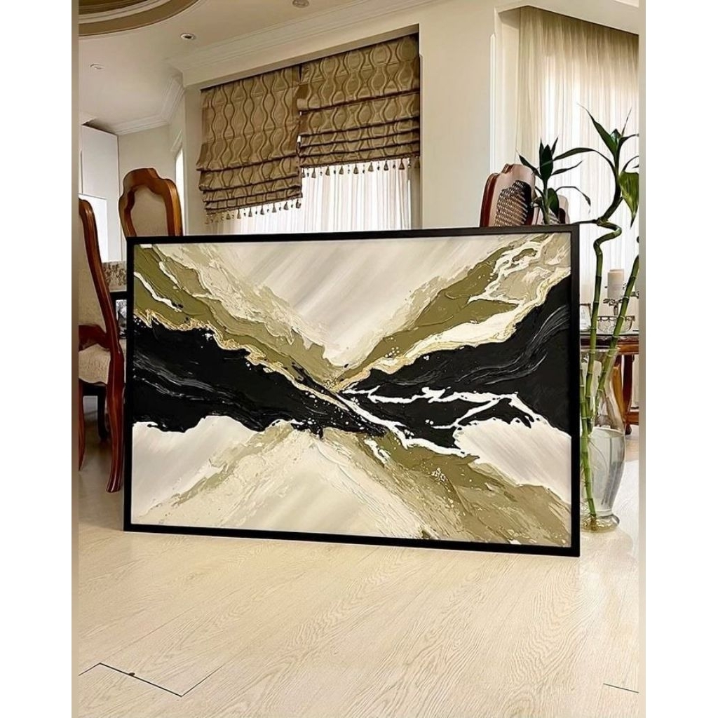 Lukisan abstrak texture modern ukuran besar