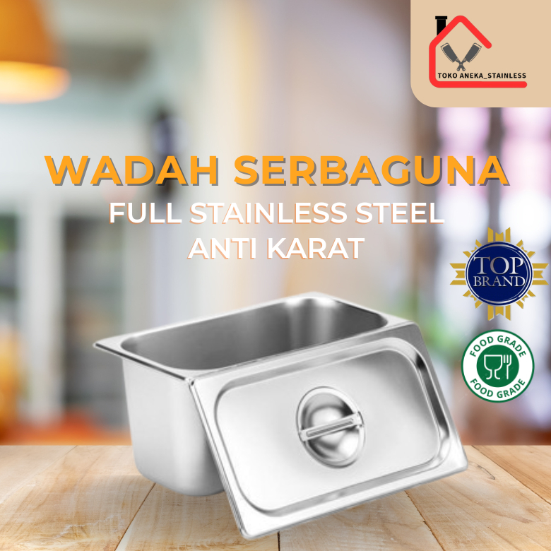 ANEKA STAINLESS - Wadah Stainless Steel Bertutup Serbaguna Wadah Sayur Tutup Wadah Makanan dan Lauk 