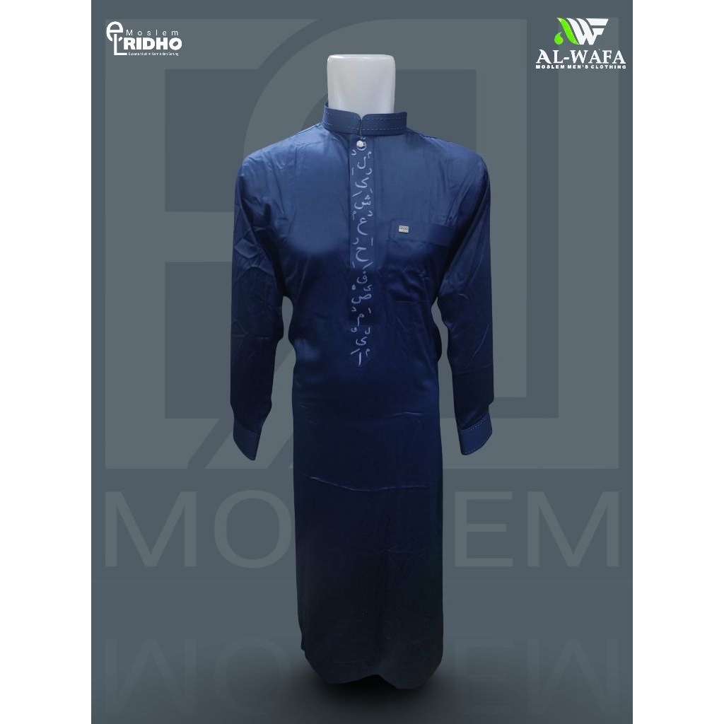 Baju Jubah Gamis Al-Wafa Lengan Panjang Tipe Gold Exclusive Bahan Satin Korea Edisi Warna Motif Bord