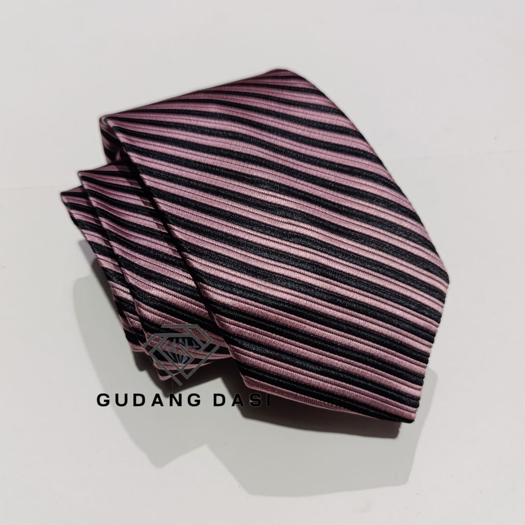 GUDANG DASI Dasi Pria Salur Tebal Rose Gold Dasi Pria Ikat Manual Ukuran Medium 3 inch