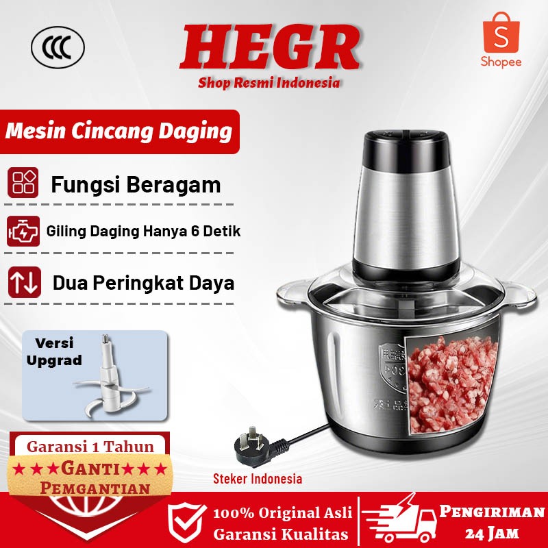 6 detik untuk mencincang daging  penggiling daging 2L Blender Anak Chopper Coper Daging dan Bumbu – 