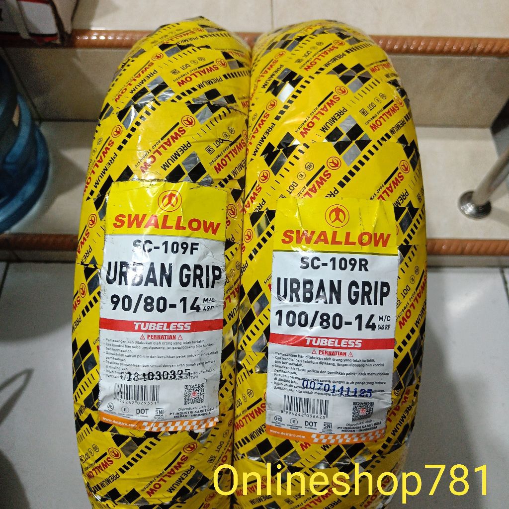 BAN LUAR TUBELESS 90/80-14 & 100/80-14 SWALLOW SC-109 URBANGRIP FREE PENTIL TUBELESS