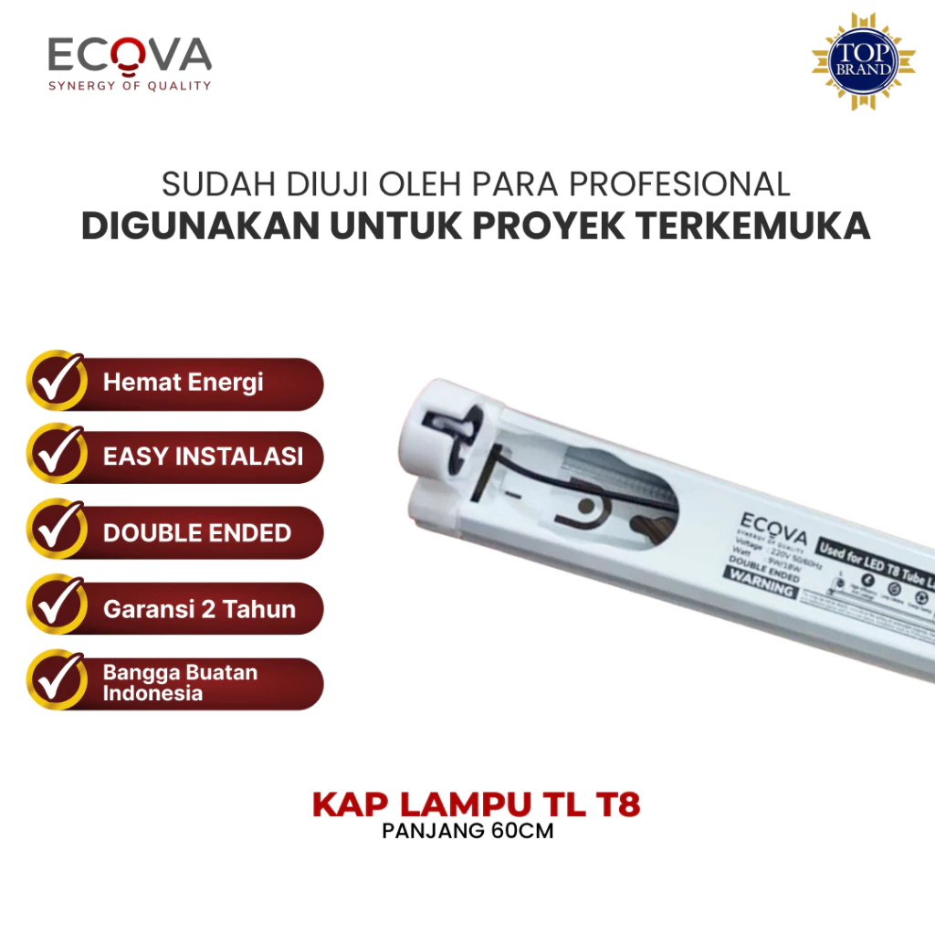 Ecova Kap Lampu Rumah LED T8 Tube Neon 120CM
