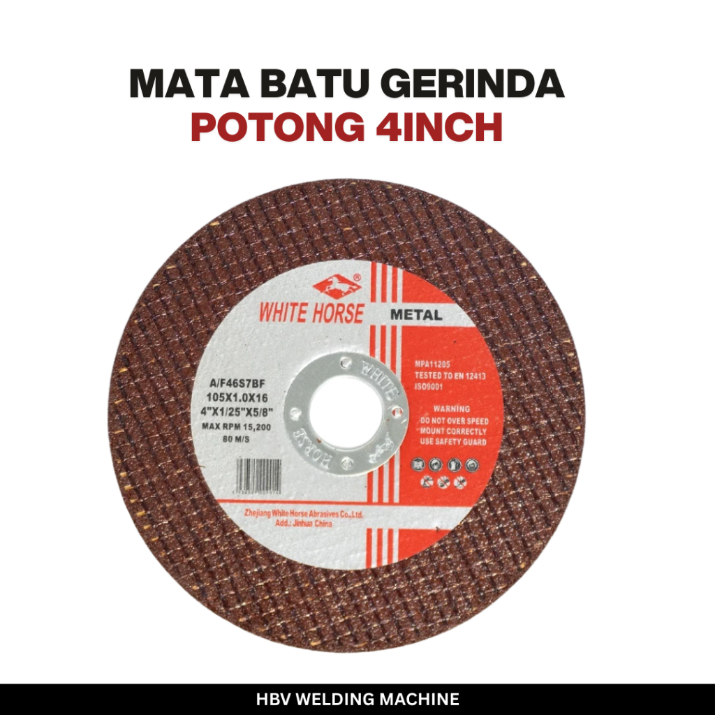 WHITE HORSE Batu Mata Gerinda Potong 4” inch Besi/Stainless Gurinda/Grinda Cutting Wheel