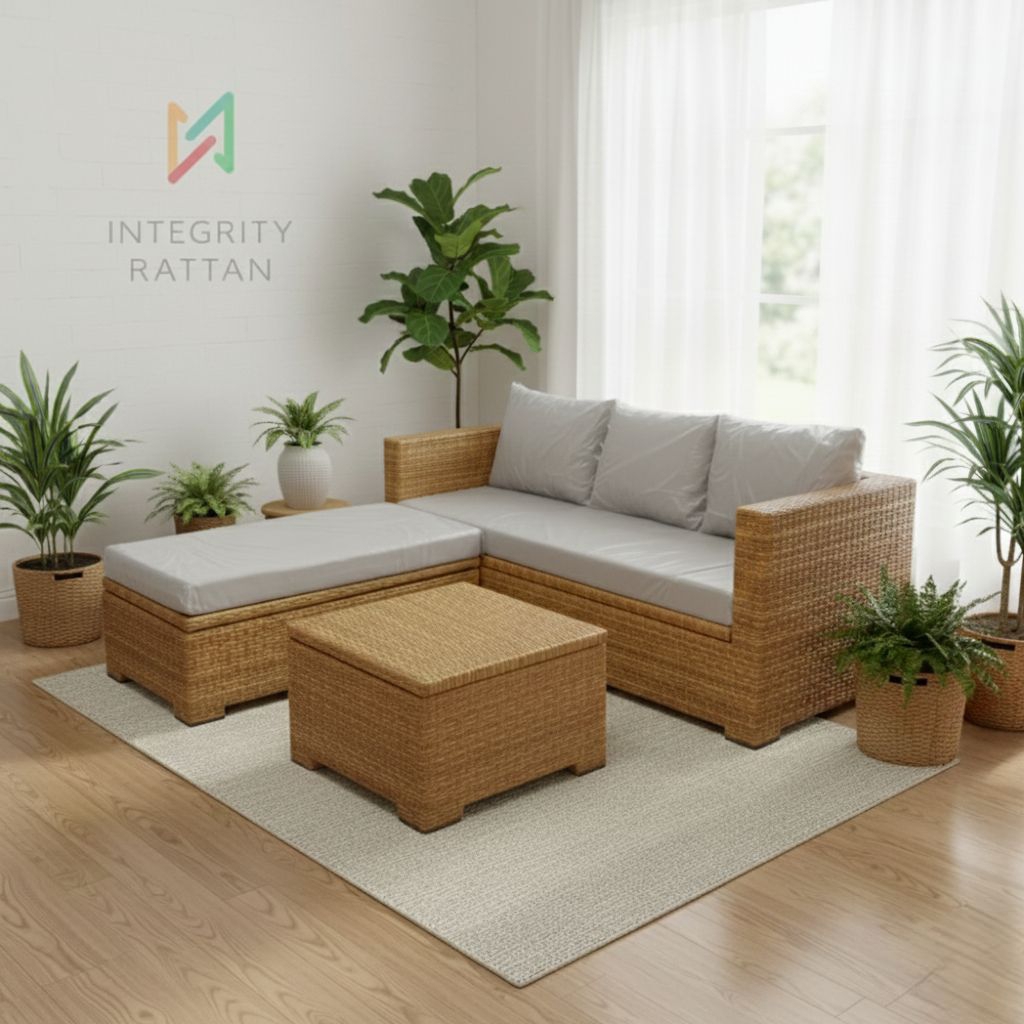 Sofa 3+Ottoman Long Seater Sintetis Furniture Aesthetic