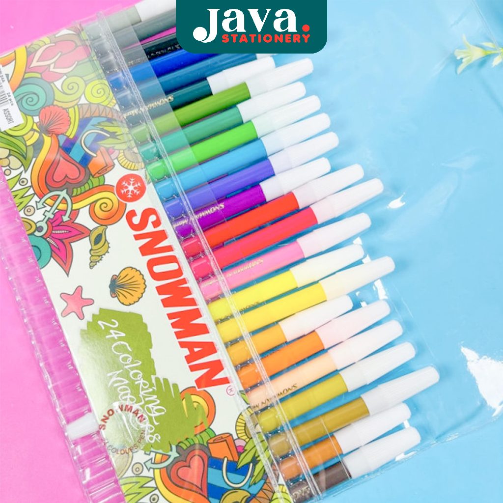 Snowman PW-24A / Spidol Warna Permanen Isi 24 pcs / Set Lengkap