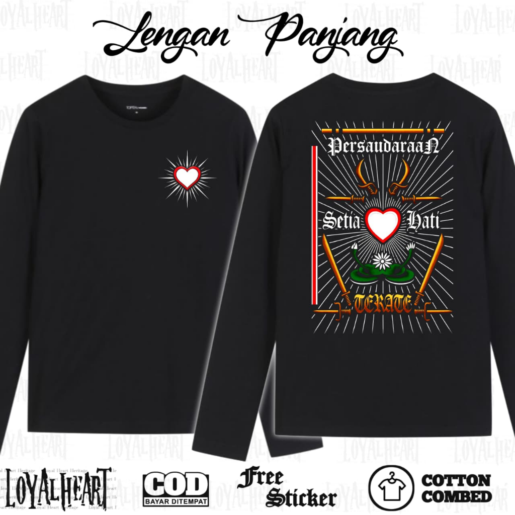 Loyal Heart Kaos lengan Panjang Psht Kaos Psht Lengan Panjang Lambang Kaos Panjang Lambang Psht