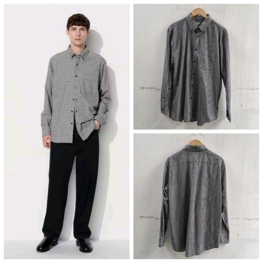UNIQLO KEMEJA FLANNEL 09 BLACK SHIRT BARU ASLI ORIGINAL