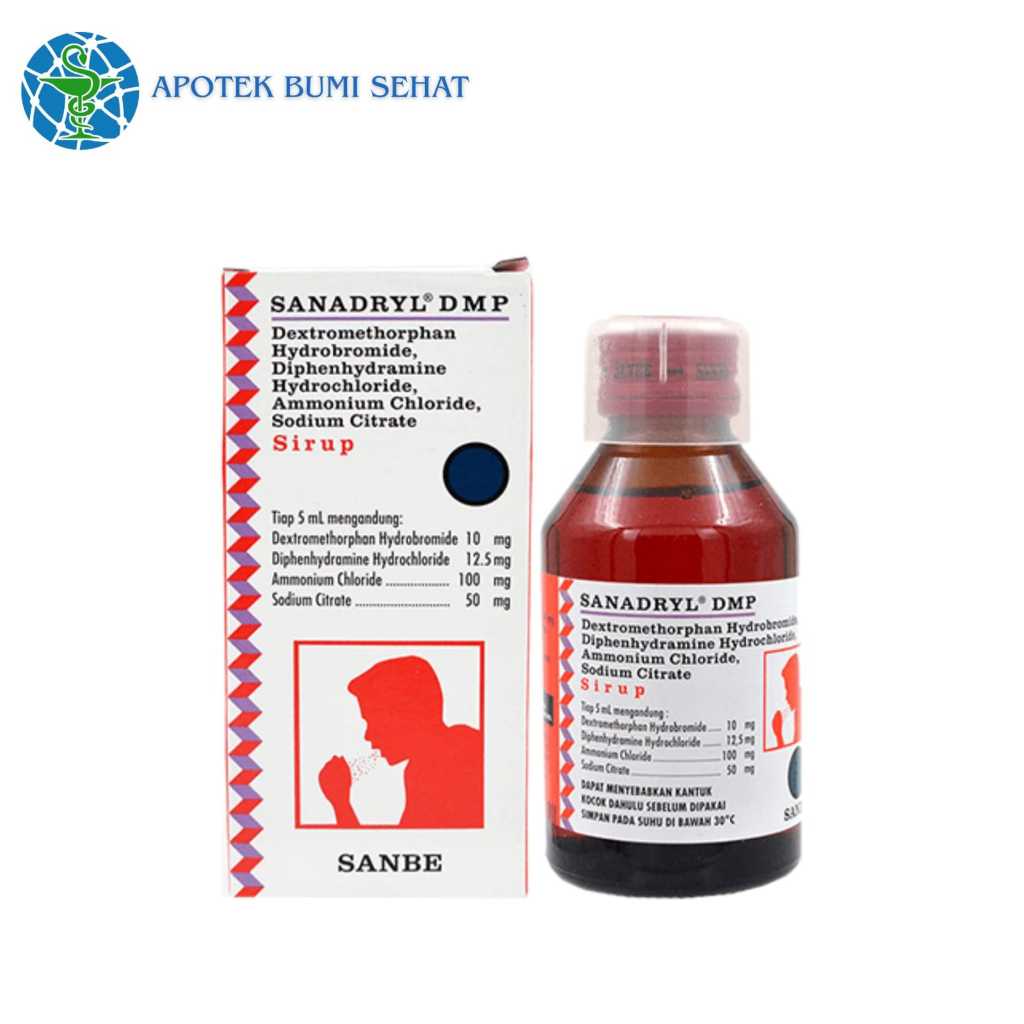 Sanadryl DMP 120 ml - Obat Batuk Tidak Berdahak / Sanadryl Batuk Kering