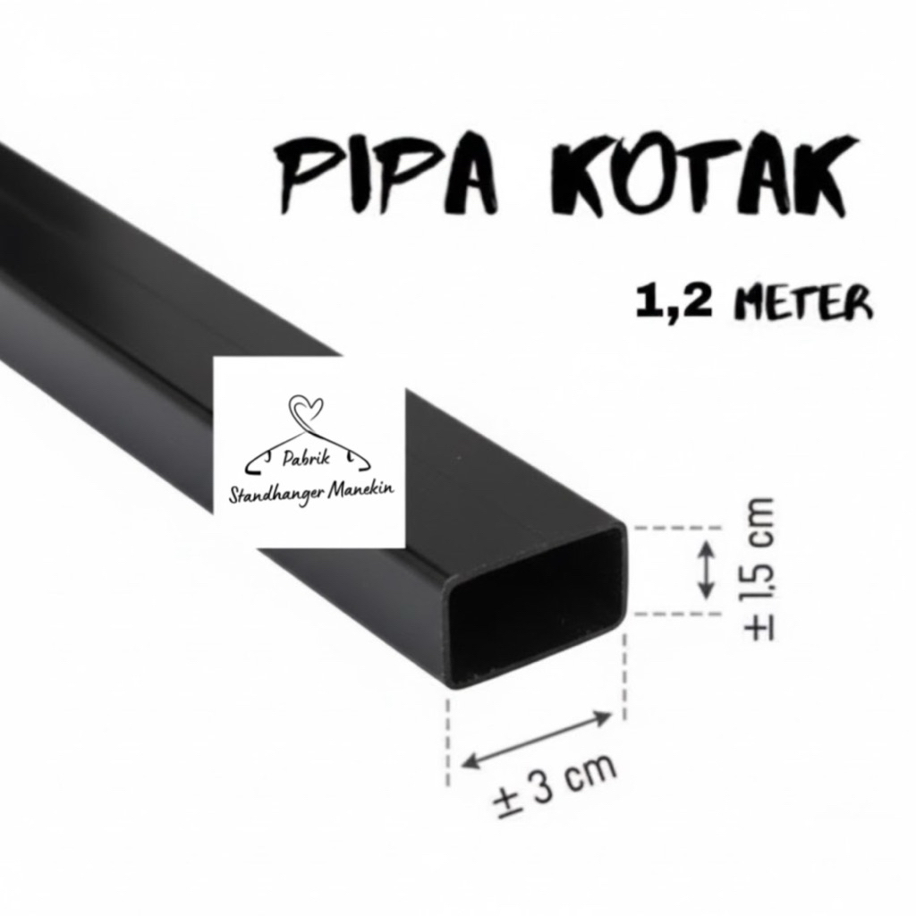 Pipa Kotak Stainless Cat BLACK 120 cm | Pipa Kotak Display | Besi Kotak Hitam 1,2 Meter | Besi Pipa 