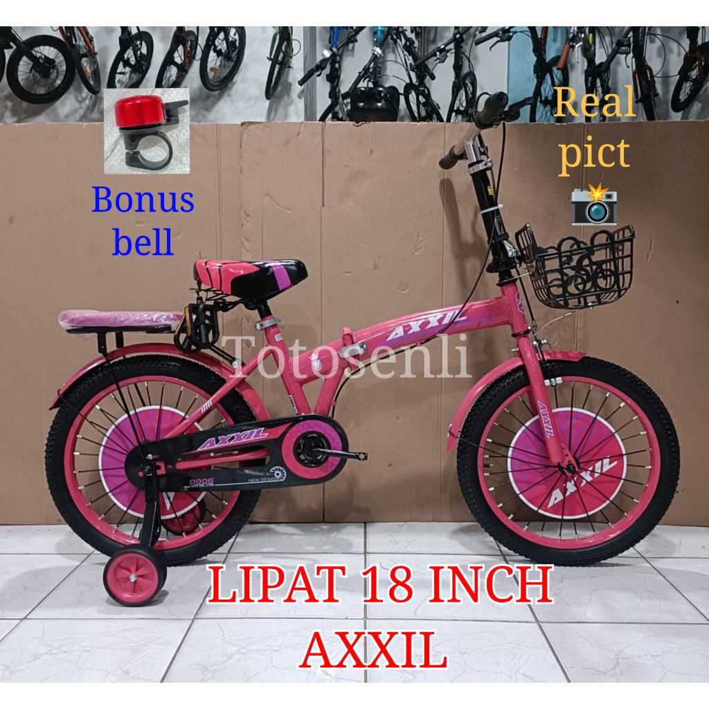 terbaru sepeda lipat 18 inch axxil sepeda lipat ada keranjang depan