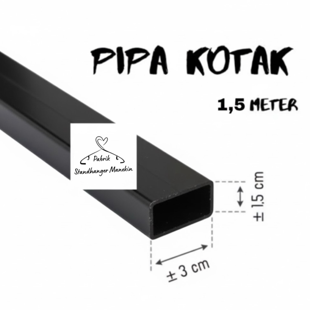Pipa Kotak Stainless Cat BLACK 150 cm | Pipa Kotak Display | Besi Kotak Hitam 1,5 Meter | Besi Pipa 