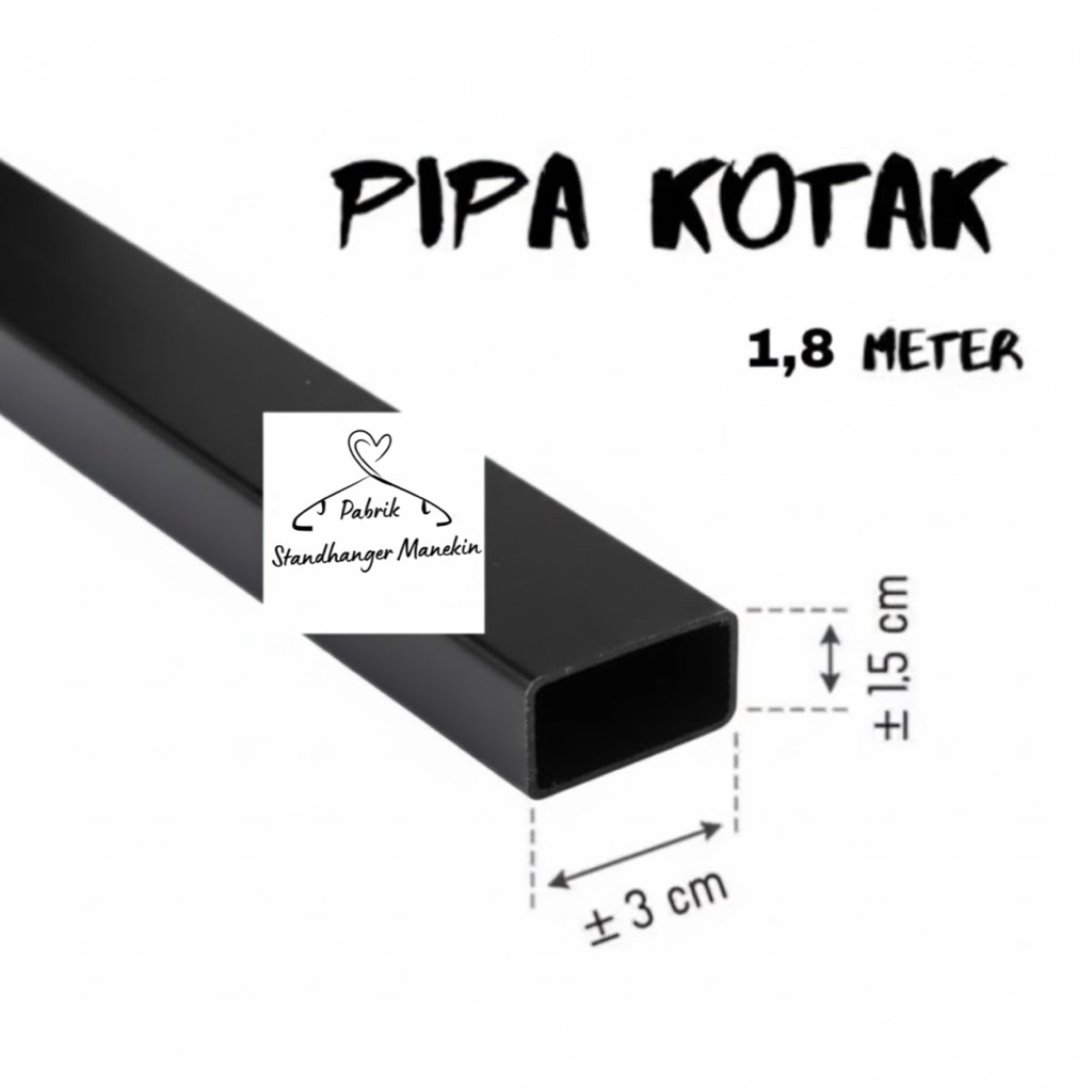 Pipa Kotak Stainless Cat BLACK 180 cm | Pipa Kotak Display | Besi Kotak Hitam 1,8 Meter | Besi Pipa 