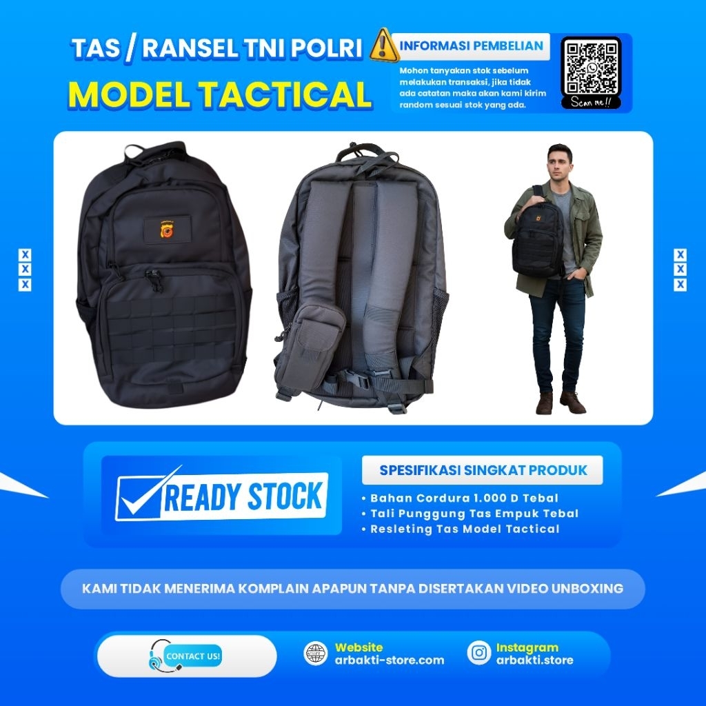 TAS RANSEL TNI POLRI JATAH MODEL TACTICAL