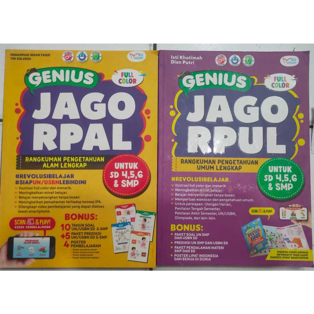 BUKU GENIUS JAGO RPAL DAN RPUL UNTUK SD 4.5.6 DAN SMP BEST SELLER FULL COLOR ORIGINAL