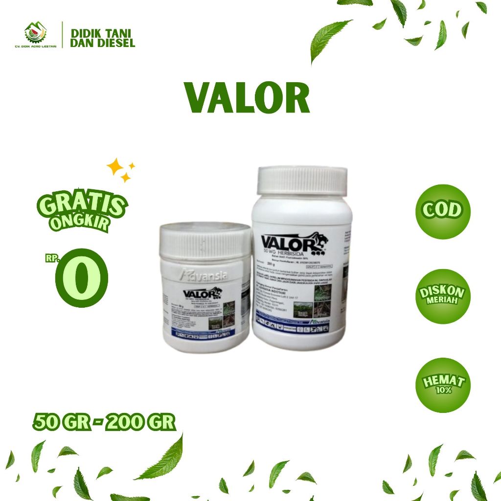 VALOR 50 WG 50 GR 200 GR | Herbisida Pra Tumbuh Pengendali Gulma Padi Jagung Tebu