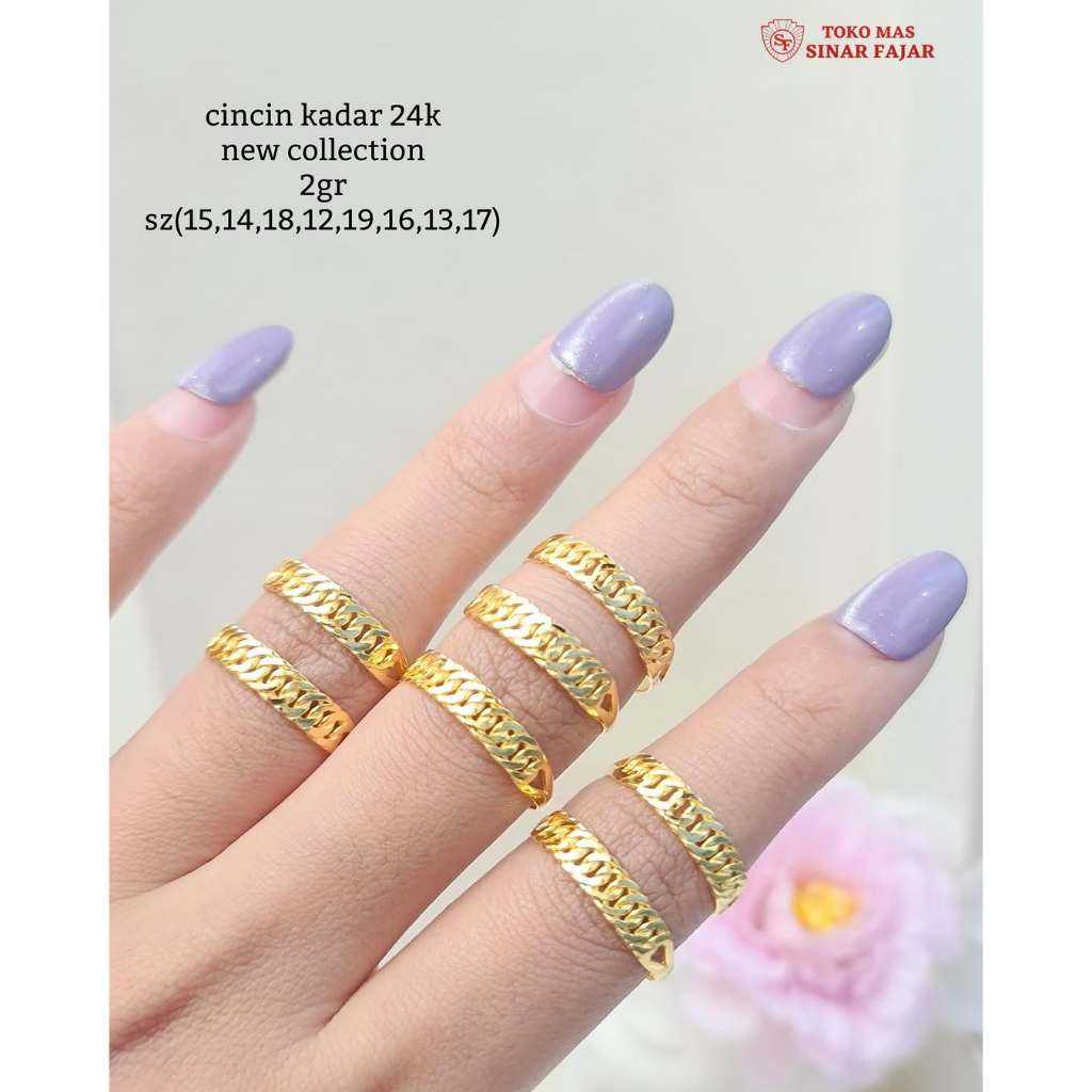 Cincin sisik naga emas 24k berat 2 gr