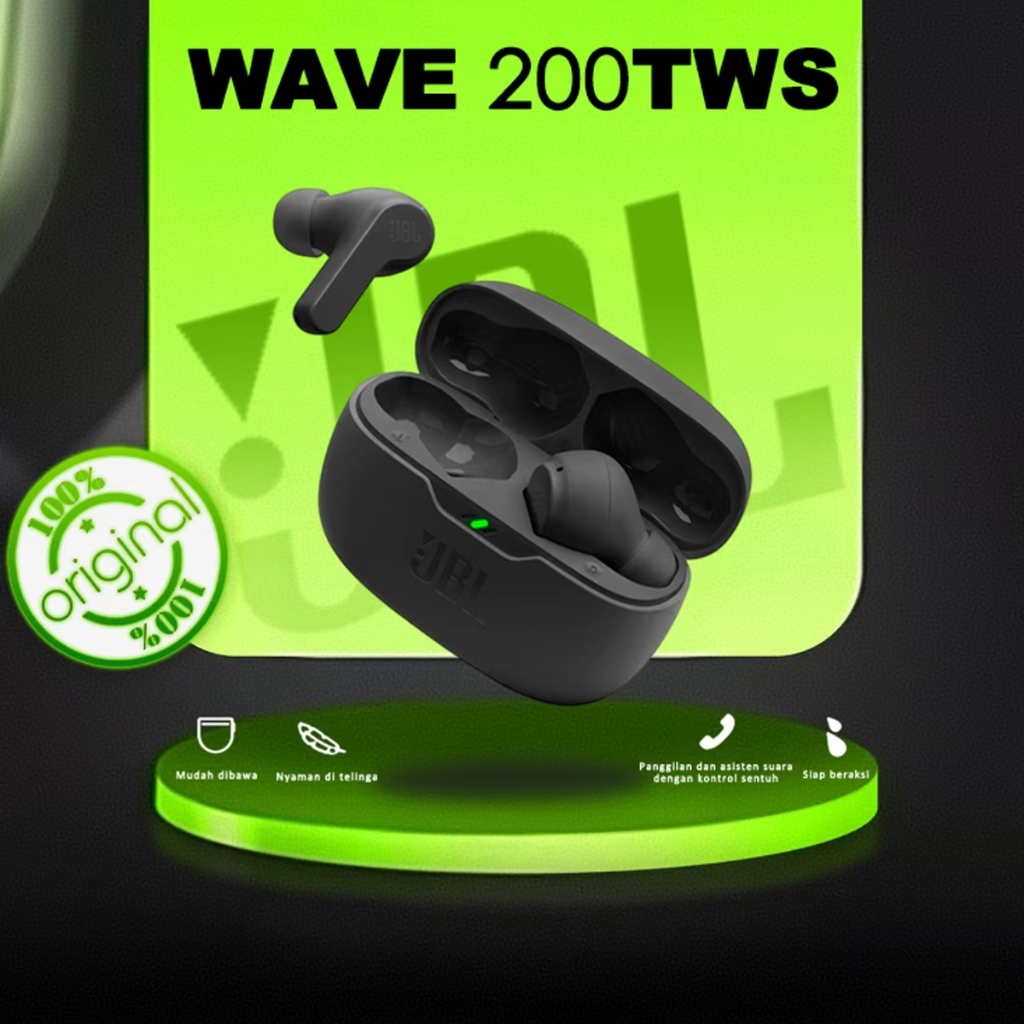JBL Wave 200TWS Earphone Bluetooth TWS Bluetooth Full Bass IP54 Waterproof Up To 20 Hours Playtime T