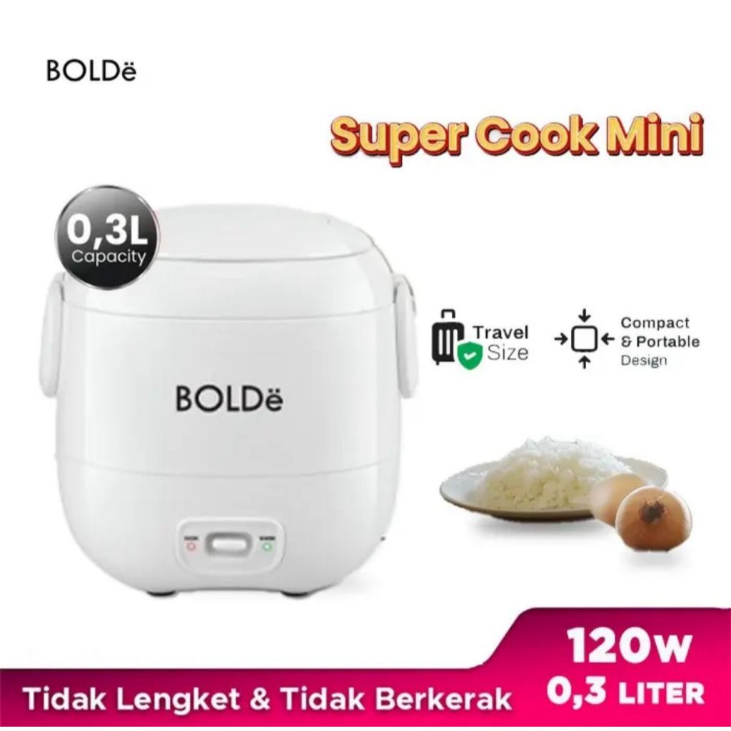 BOLDe Super Cook Mini 0.3 Liter Rice Cooker Portable Magic Com Kecil Anti Lengket