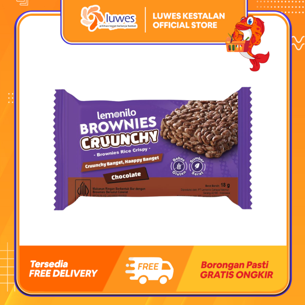 Lemonilo Brownies Cruunchy Chocolate 18gr | Lemonilo Crunchy Coklat | Snack Lemonilo Crunchy