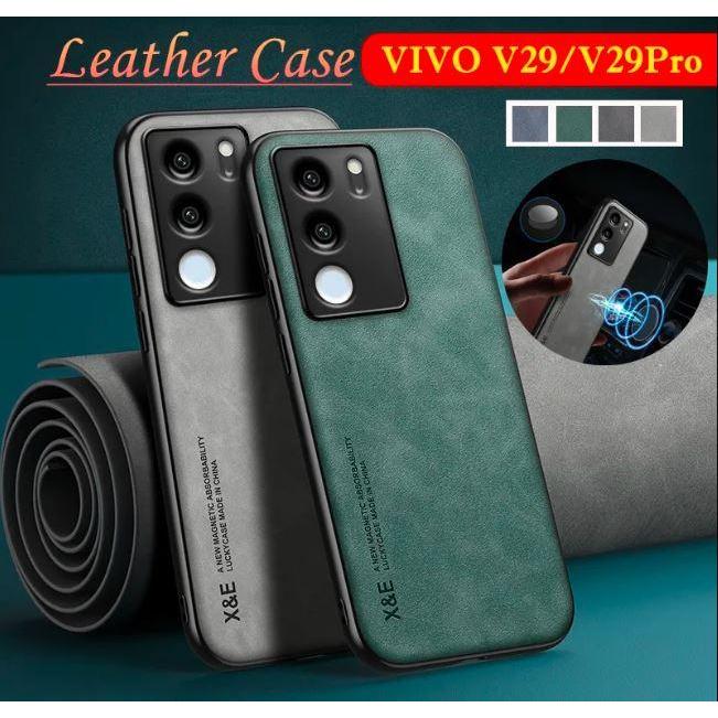 Nyimas_Case Case Vivo V29 5G Leather Magnetic Suede Casing Tekstur Kulit Domba H