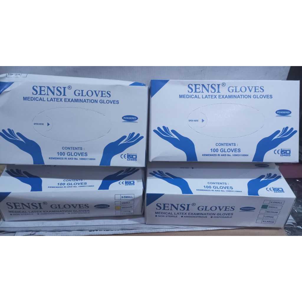 SARUNG TANGAN SENSI LATEX GLOVES 100 PCS